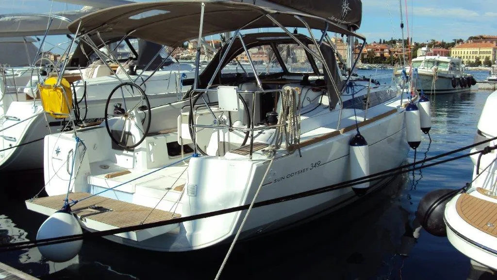 Exterior view of Gemma, a Jeanneau Sun Odyssey 349 sailboat at Grad Pula, Croatia