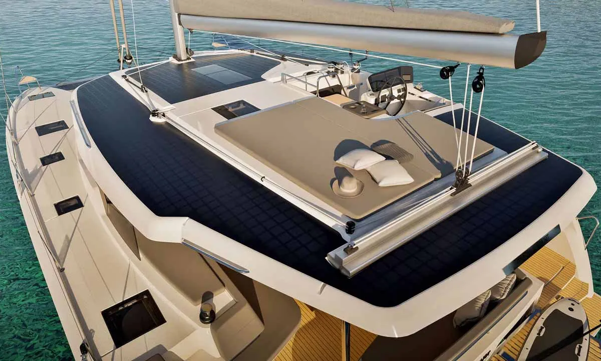 Deck of Pepper, a Fountaine Pajot FP 41 Quatuor 4 catamaran at Grad Trogir, Croatia