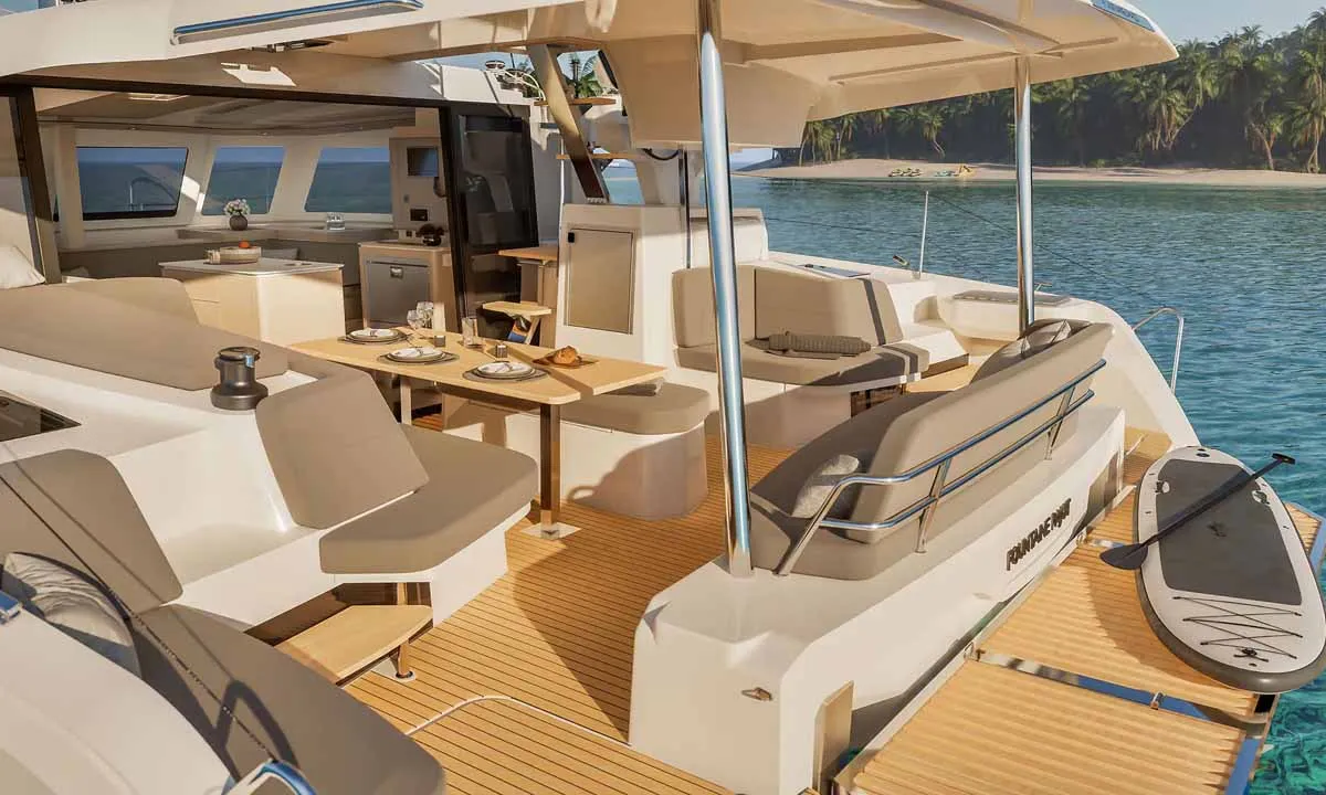 Deck of Pepper, a Fountaine Pajot FP 41 Quatuor 4 catamaran at Grad Trogir, Croatia