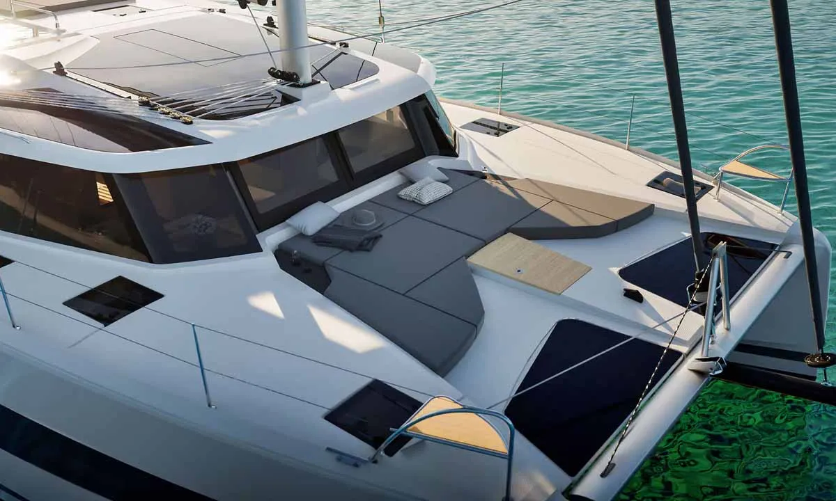 Deck of Pepper, a Fountaine Pajot FP 41 Quatuor 4 catamaran at Grad Trogir, Croatia