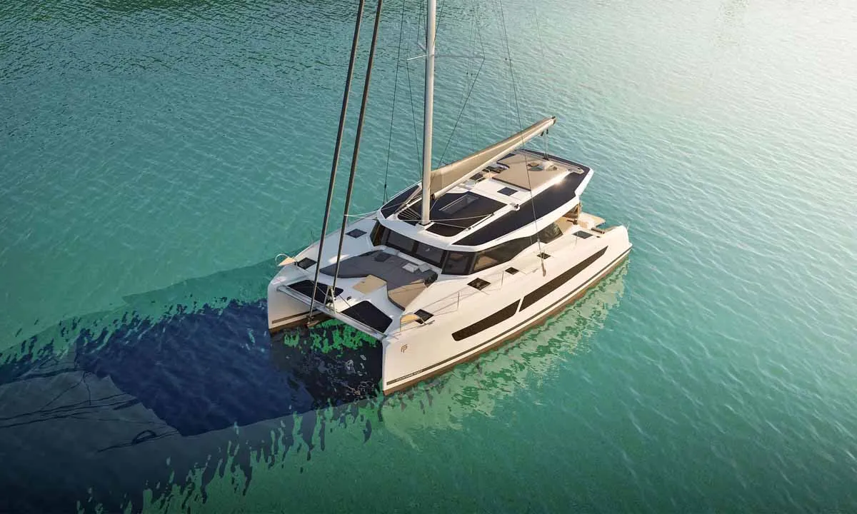Exterior view of Pepper, a Fountaine Pajot FP 41 Quatuor 4 catamaran at Grad Trogir, Croatia