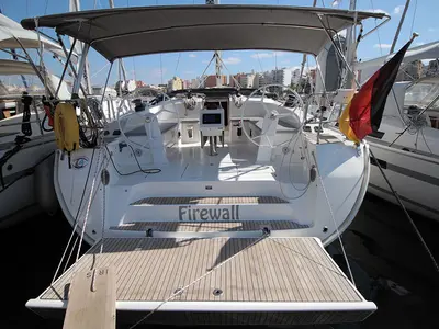 Deck of Firewall, a Bavaria Cruiser 51 sailboat at Llucmajor, Spain