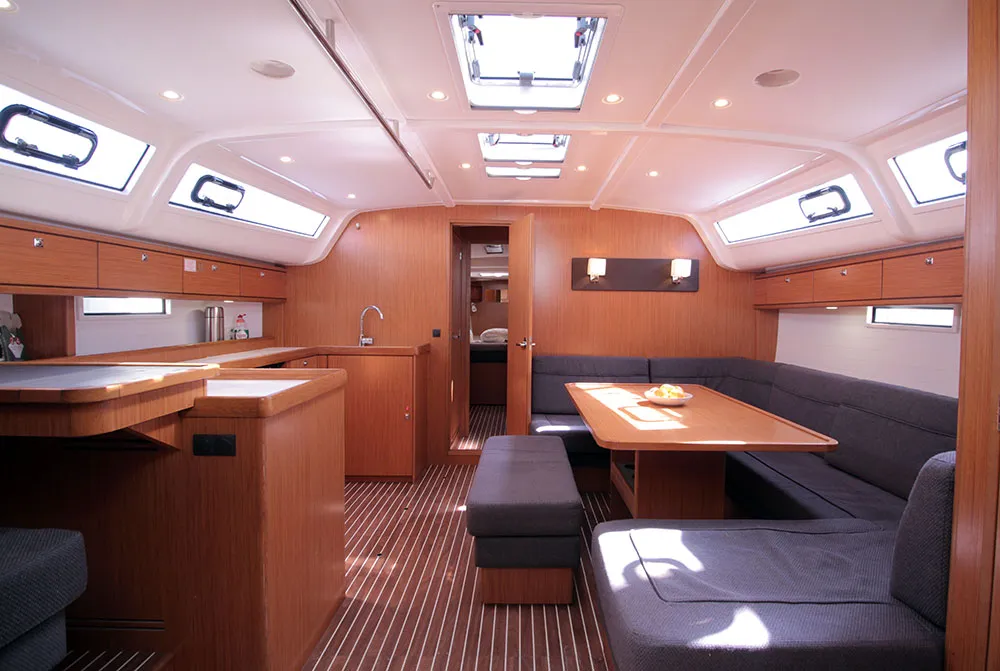 Salon of Firewall, a Bavaria Cruiser 51 sailboat at Llucmajor, Spain