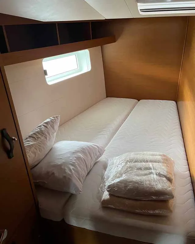 Cabin on Duca del Sale, a Jeanneau 54 sailboat at Castellammare di Stabia, Italy