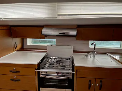 Galley of Duca del Sale, a Jeanneau 54 sailboat at Castellammare di Stabia, Italy