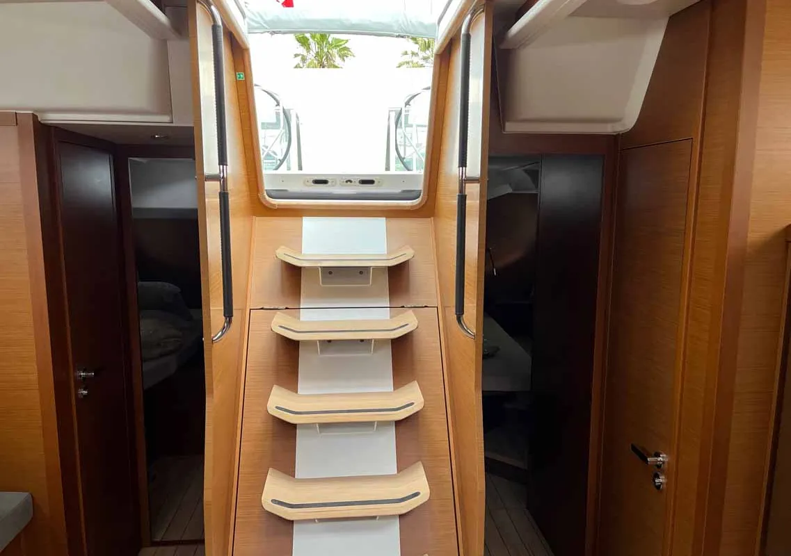 Salon of Duca del Sale, a Jeanneau 54 sailboat at Castellammare di Stabia, Italy
