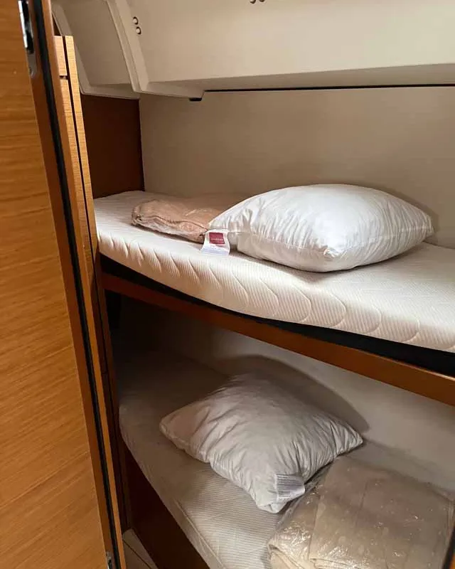 Cabin on Duca del Sale, a Jeanneau 54 sailboat at Castellammare di Stabia, Italy