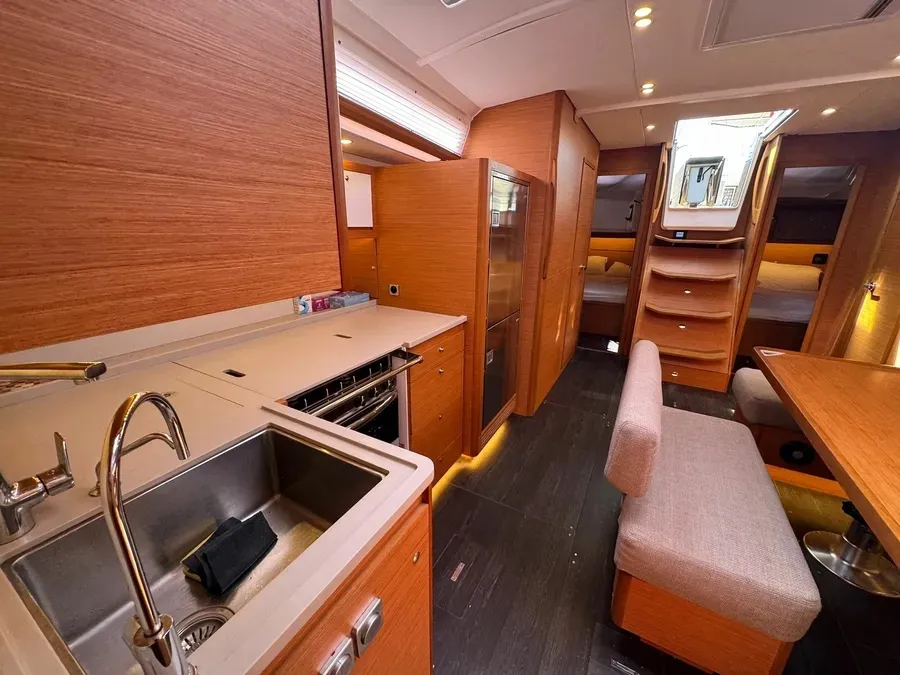 Galley of Scrusciu du Mari, a Dufour 470 sailboat at Procida, Italy