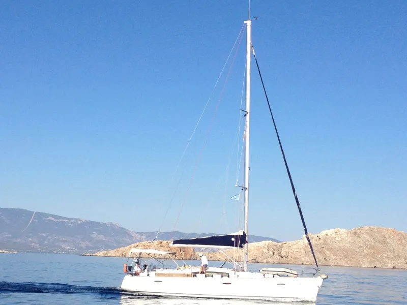 Exterior view of Gilda, a Beneteau Oceanis 43 sailboat at Athens, Greece