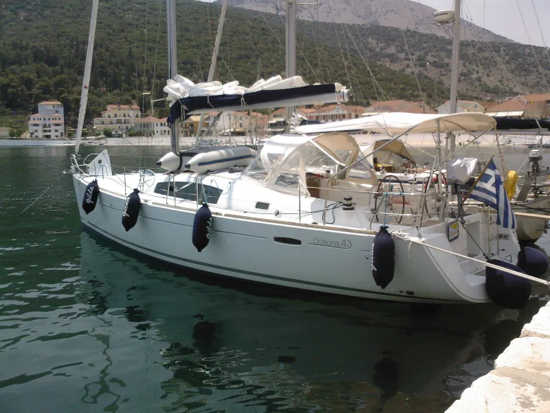 Exterior view of Gilda, a Beneteau Oceanis 43 sailboat at Athens, Greece