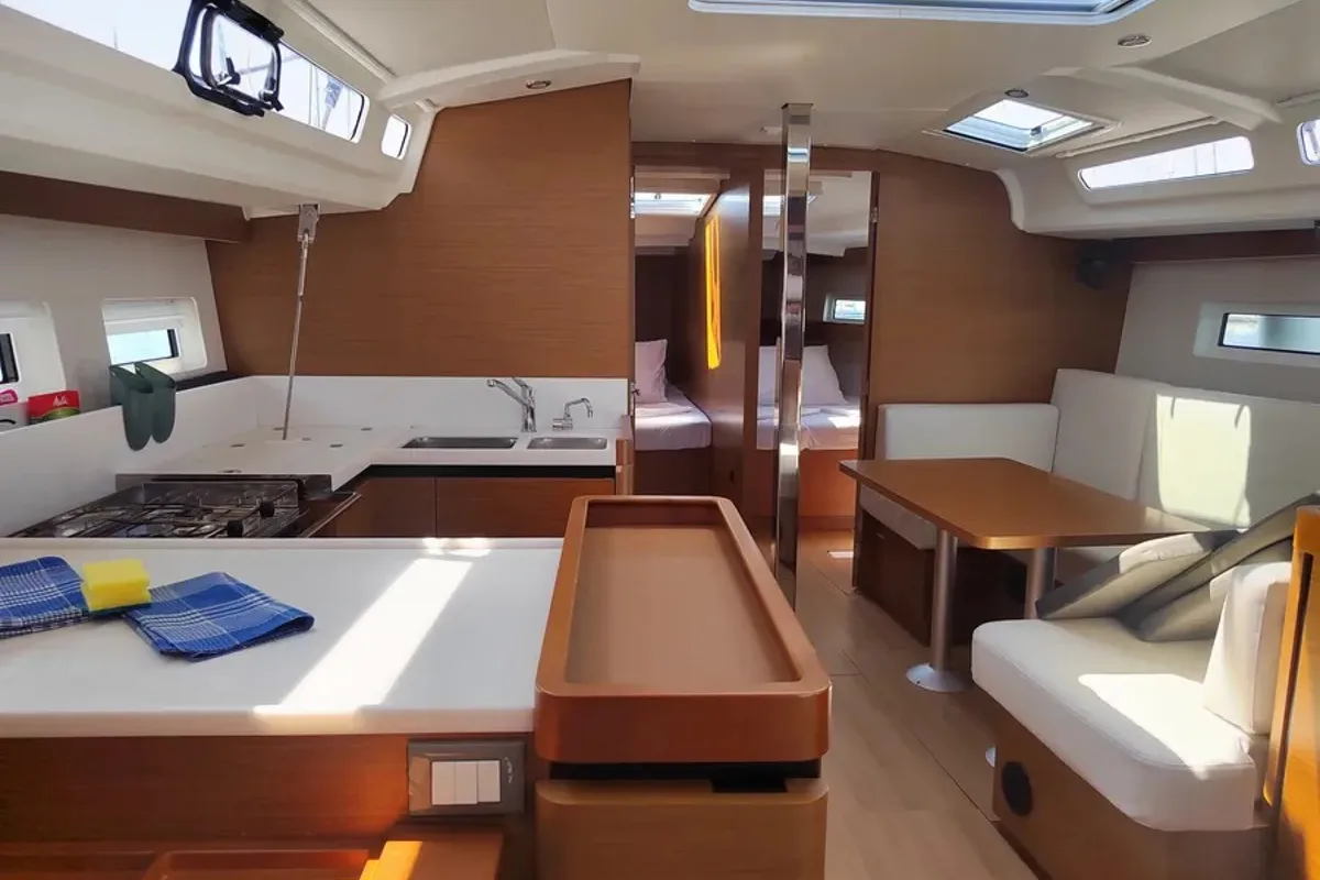 Head on Leona, a Jeanneau Sun Odyssey 440 sailboat at Pula, Croatia