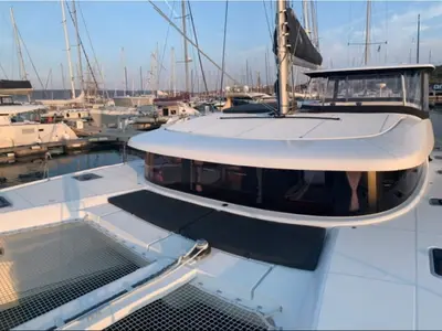 Deck of Mio, a Lagoon 42 catamaran at Municipal Unit of Lefkada, Greece