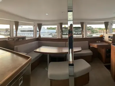 Salon of Mio, a Lagoon 42 catamaran at Municipal Unit of Lefkada, Greece