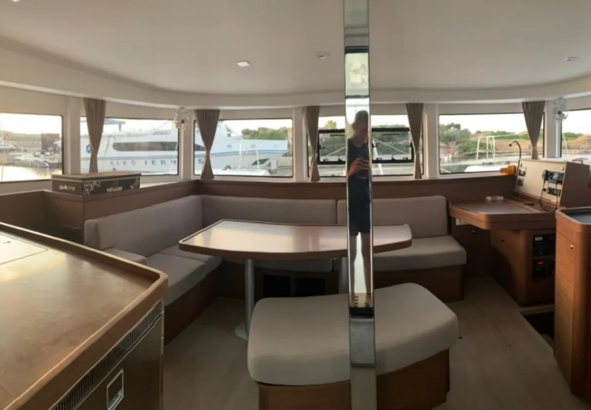 Salon of Mio, a Lagoon 42 catamaran at Municipal Unit of Lefkada, Greece