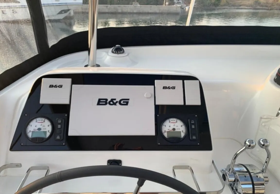 Cockpit of Mio, a Lagoon 42 catamaran at Municipal Unit of Lefkada, Greece