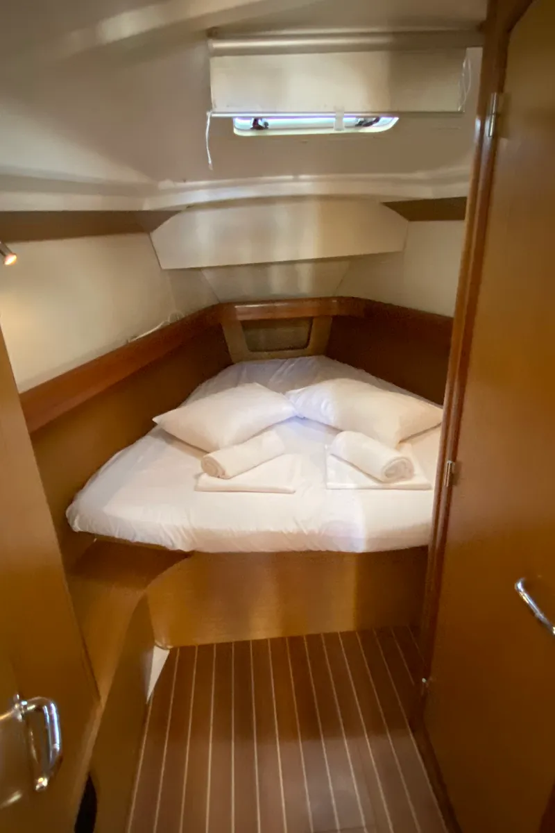 Cabin on Imagine, a Jeanneau Sun Odyssey 42 i sailboat at Kos, Greece