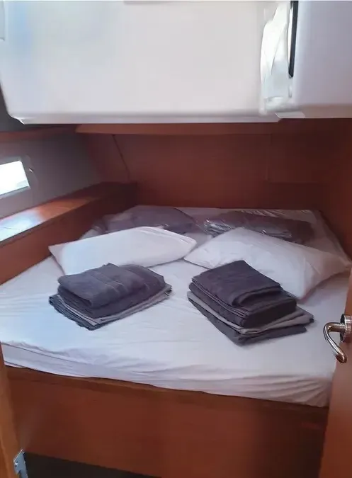 Cabin on Emphasis, a Dufour 470 sailboat at Lefkada, Greece