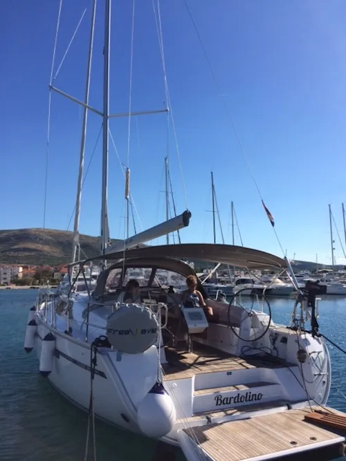 Exterior view of Bardolino, a Bavaria Cruiser 46 sailboat at Seget Donji, Croatia