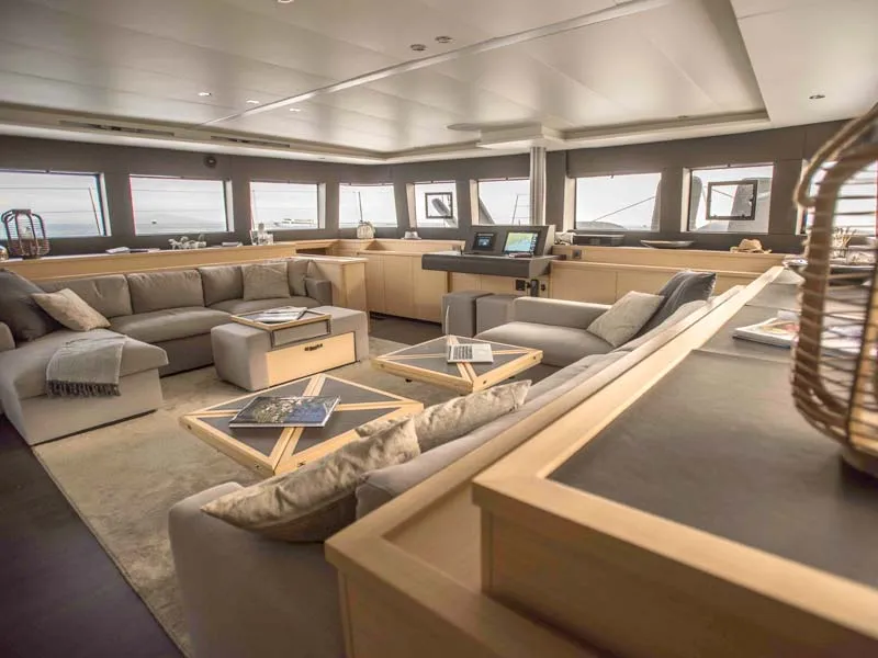 Salon of Soleanis II, a Lagoon 620 catamaran at Salerno, Italy