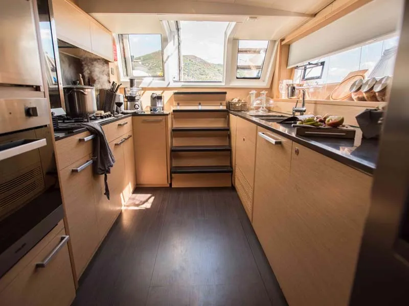Galley of Soleanis II, a Lagoon 620 catamaran at Salerno, Italy