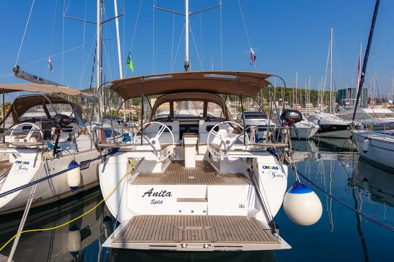 Cockpit of ANITA, a Elan Impression 45 sailboat at Split, Croatia