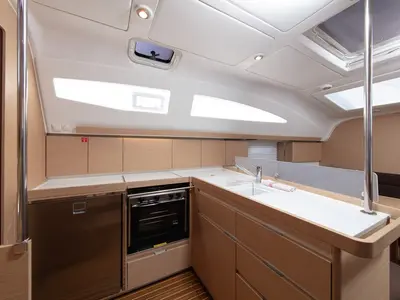Galley of ANITA, a Elan Impression 45 sailboat at Split, Croatia
