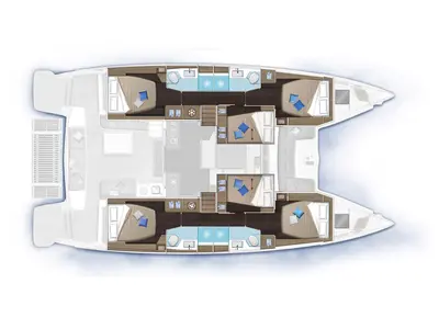 Floor plan of Alpha - Skippered, a Lagoon 51 catamaran at Mykonos, Greece