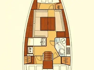 Deck of Aquamarine, a Beneteau Oceanis 34 sailboat at Fethiye, Turkey