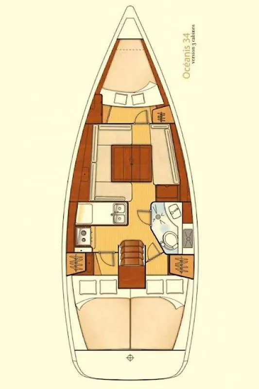 Deck of Aquamarine, a Beneteau Oceanis 34 sailboat at Fethiye, Turkey