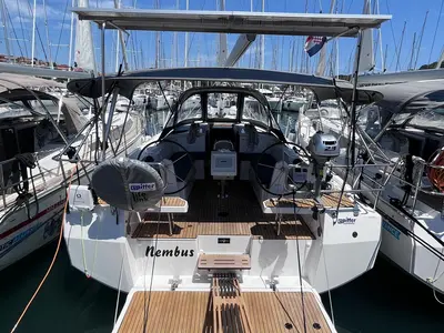 Cockpit of Nembus, a Bavaria C38 sailboat at Grad Biograd na Moru, Croatia