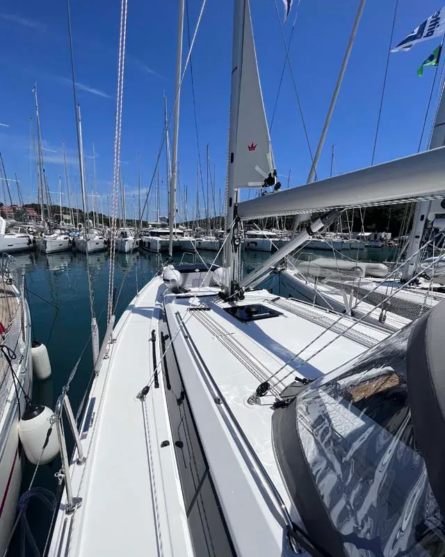 Deck of Nembus, a Bavaria C38 sailboat at Grad Biograd na Moru, Croatia