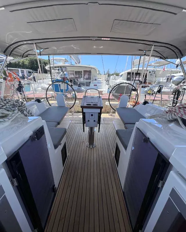 Cockpit of Nembus, a Bavaria C38 sailboat at Grad Biograd na Moru, Croatia