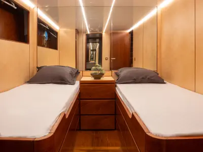 Cabin on Ange, a Motoryacht motor yacht at Salamina, Greece