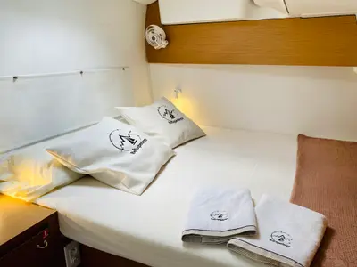 Cabin on One Ibiza Crewed, a Excess 11 catamaran at Ibiza, Spain