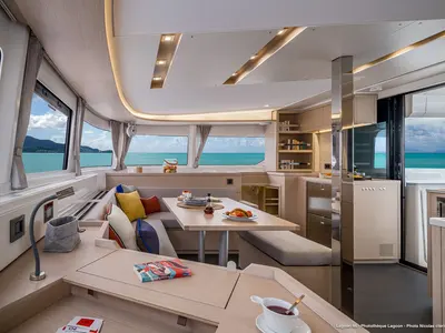 Salon of Pepe, a Lagoon 46 catamaran at Trogir, Croatia