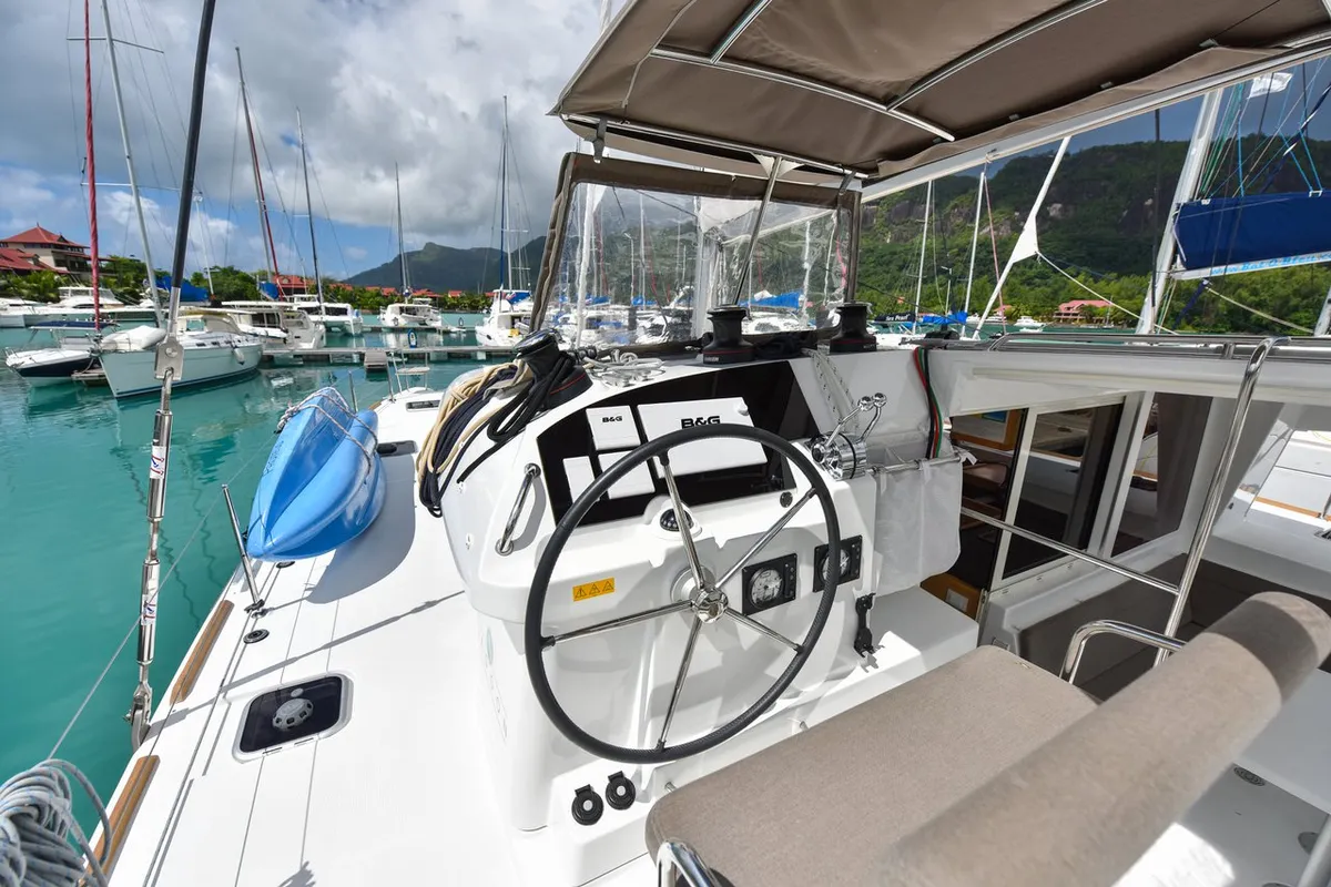 Cockpit of Emilio, a Lagoon 400 S2 catamaran at Baan Salak Phet, Thailand