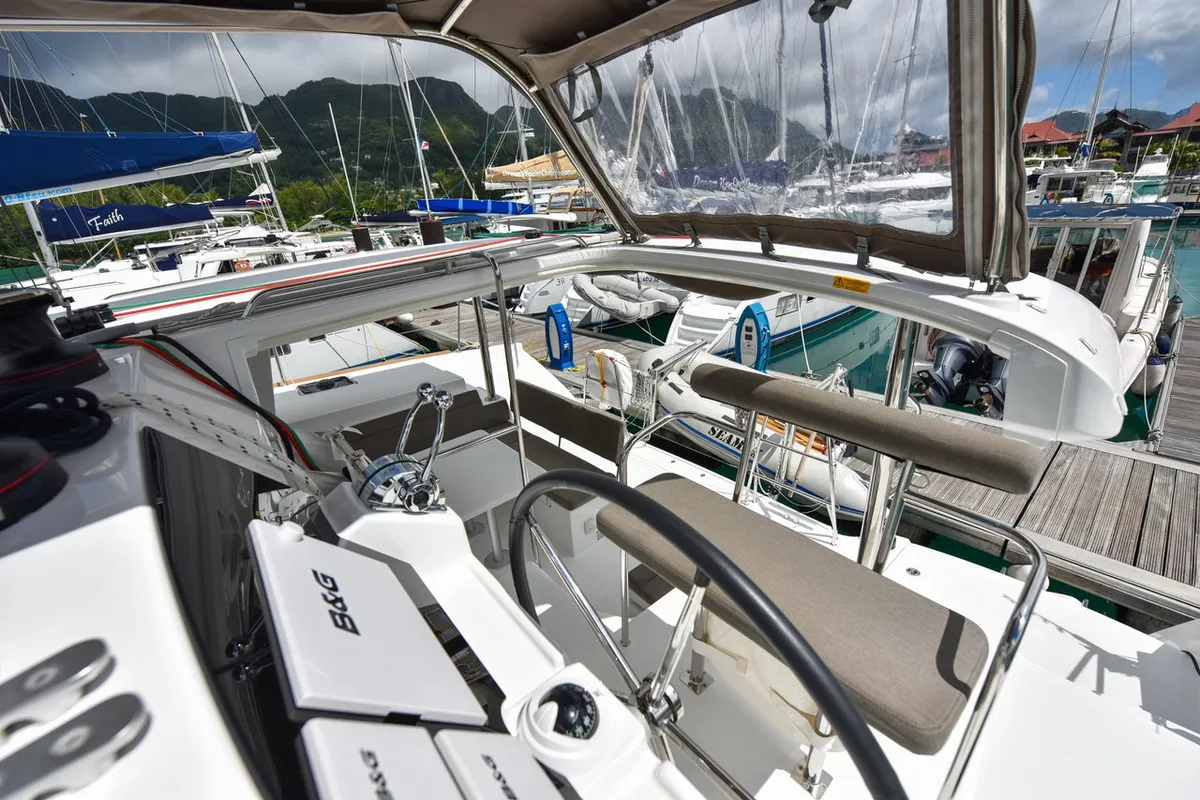 Cockpit of Emilio, a Lagoon 400 S2 catamaran at Baan Salak Phet, Thailand