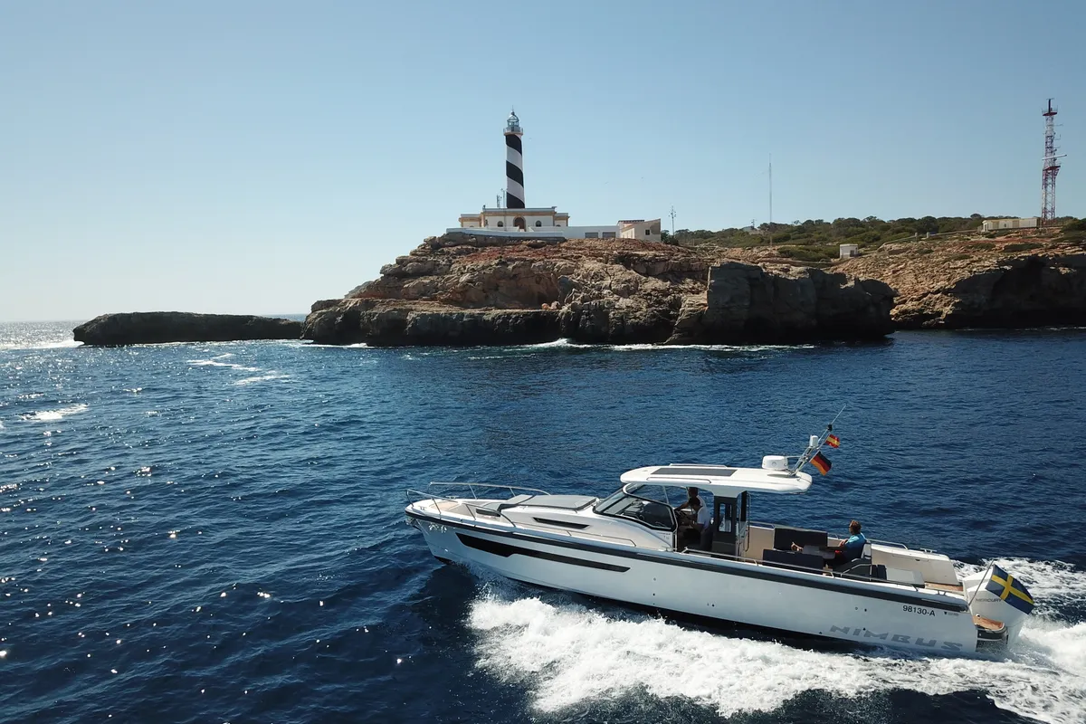 Exterior view of Ruddy, a Nimbus Tender T11 motorboat at Pirovac, Croatia