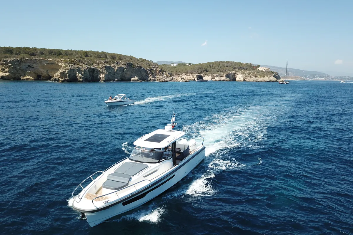 Exterior view of Ruddy, a Nimbus Tender T11 motorboat at Pirovac, Croatia