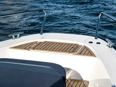 Deck of Ruddy, a Nimbus Tender T11 motorboat at Pirovac, Croatia