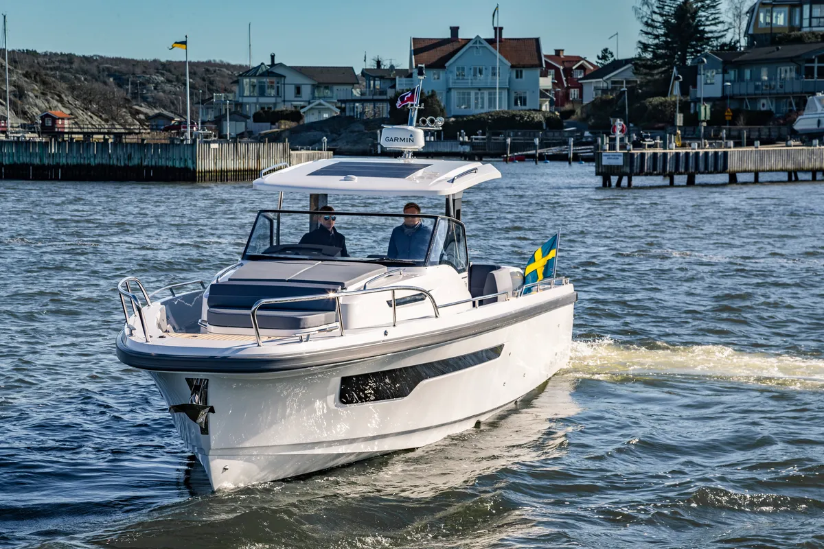 Exterior view of Ruddy, a Nimbus Tender T11 motorboat at Pirovac, Croatia