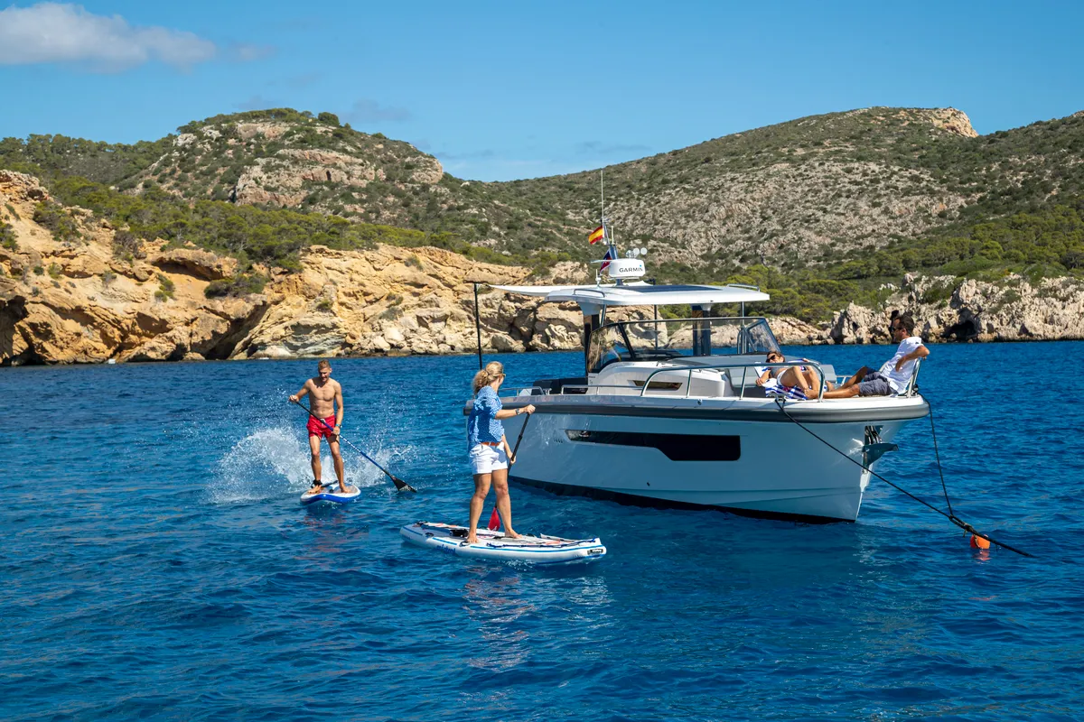 Exterior view of Ruddy, a Nimbus Tender T11 motorboat at Pirovac, Croatia