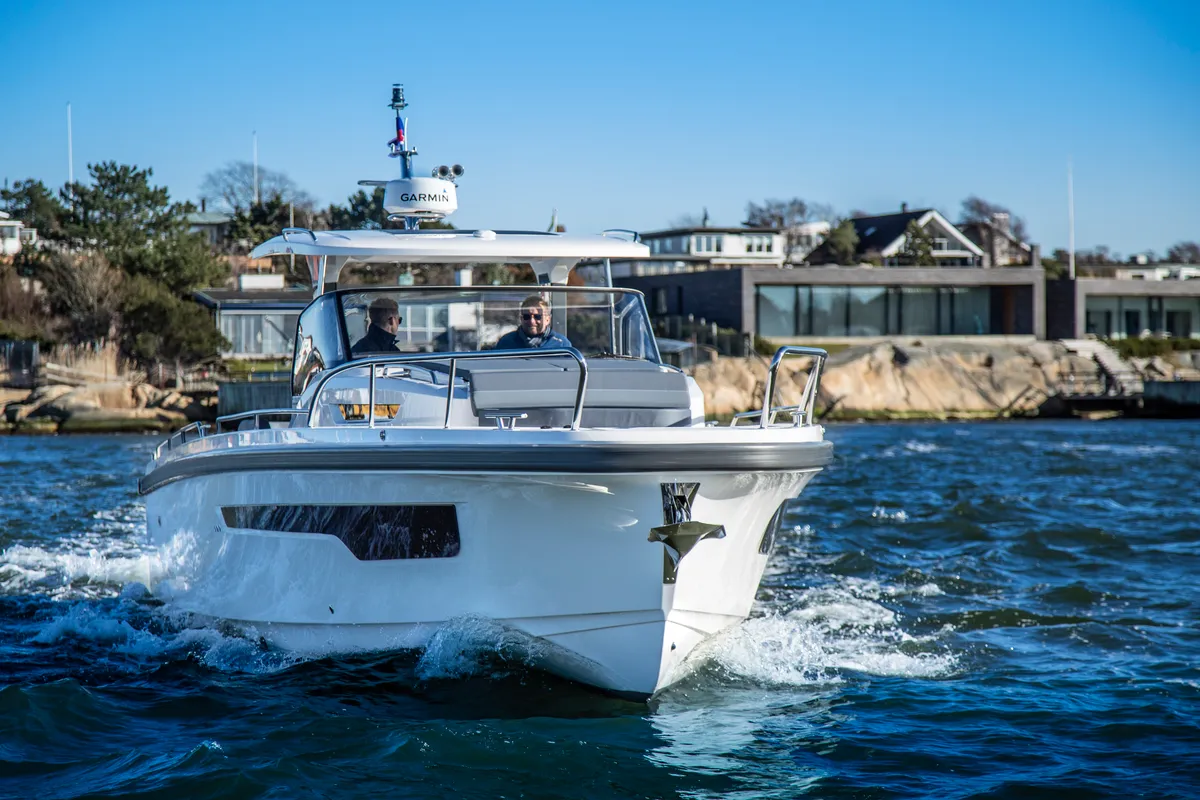 Exterior view of Ruddy, a Nimbus Tender T11 motorboat at Pirovac, Croatia