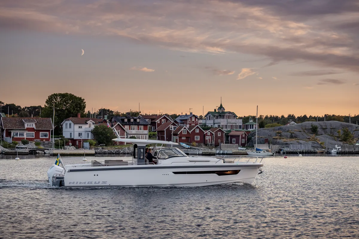 Exterior view of Ruddy, a Nimbus Tender T11 motorboat at Pirovac, Croatia