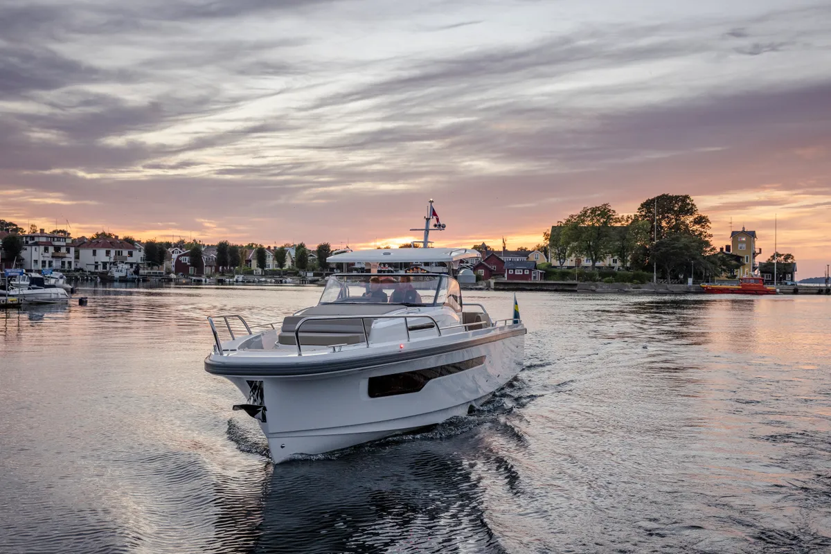 Exterior view of Ruddy, a Nimbus Tender T11 motorboat at Pirovac, Croatia