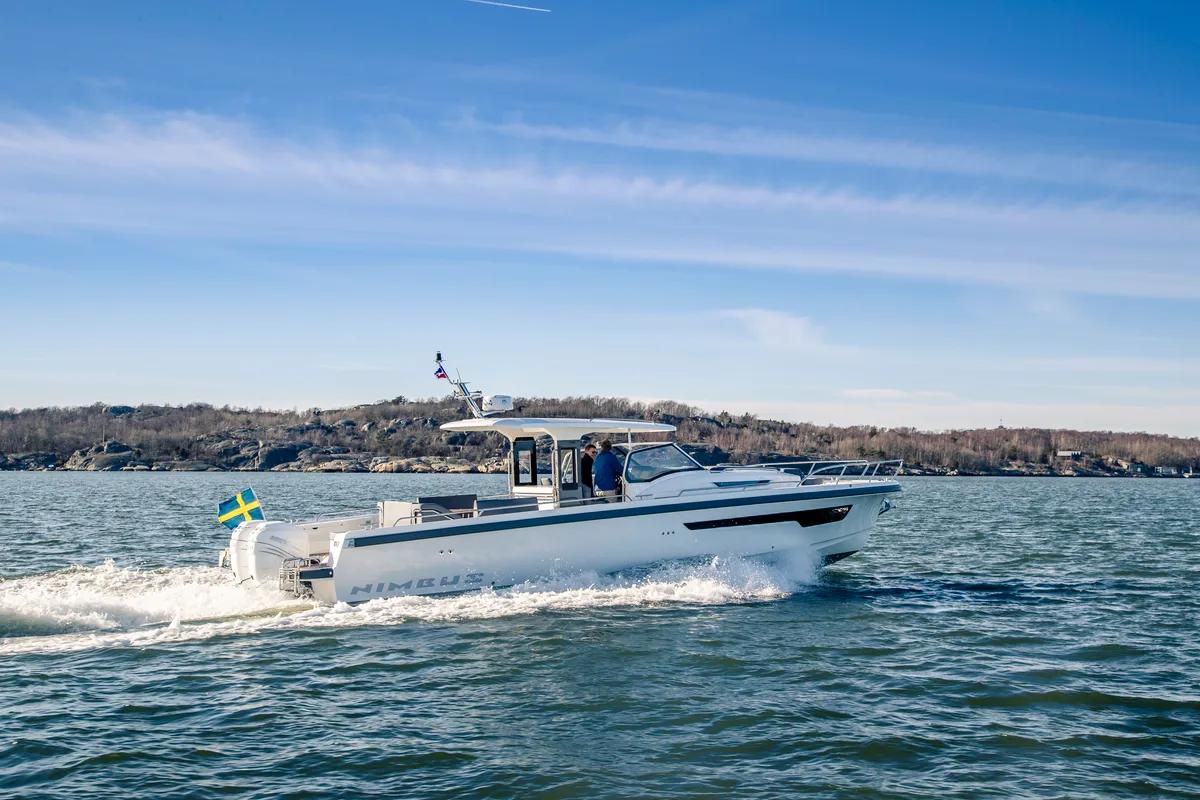 Exterior view of Ruddy, a Nimbus Tender T11 motorboat at Pirovac, Croatia