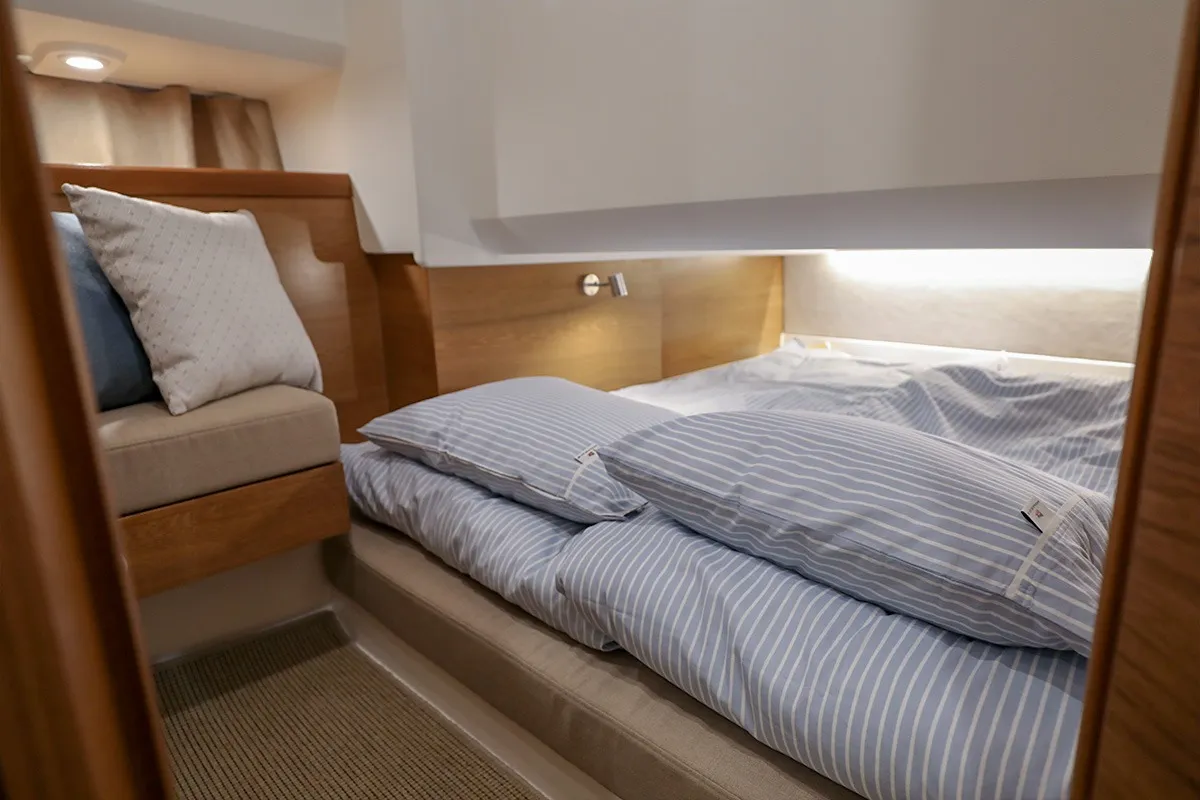 Cabin on Ruddy, a Nimbus Tender T11 motorboat at Pirovac, Croatia