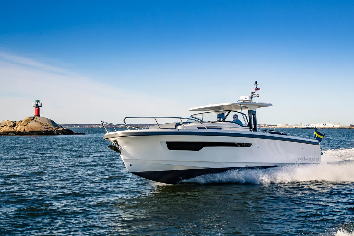Exterior view of Ruddy, a Nimbus Tender T11 motorboat at Pirovac, Croatia