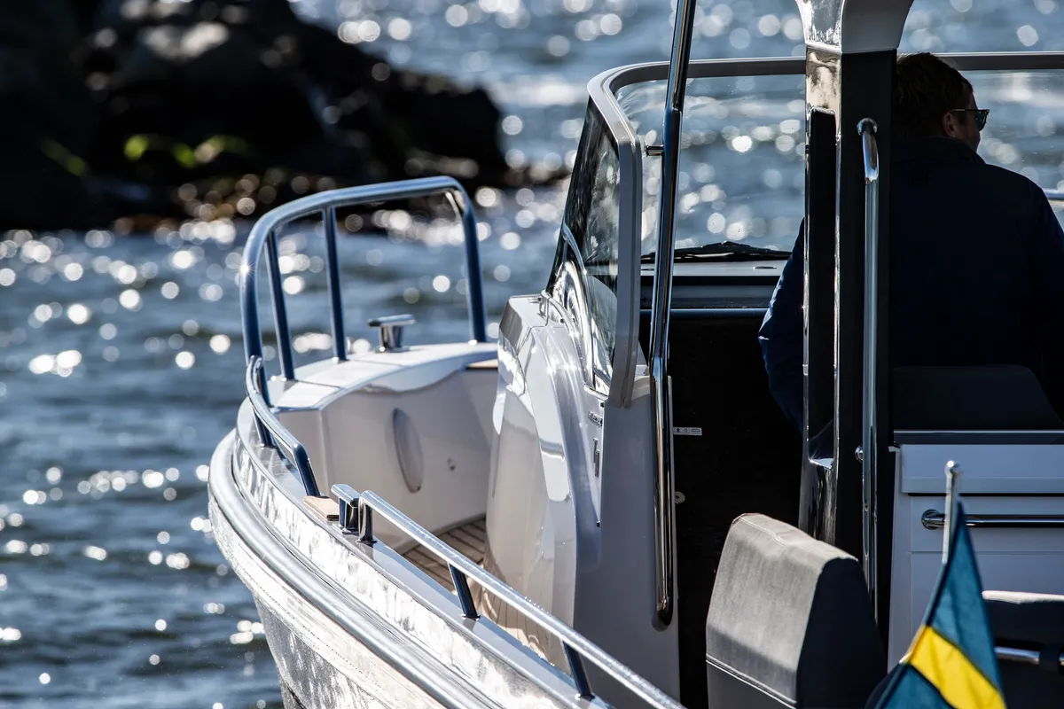 Deck of Ruddy, a Nimbus Tender T11 motorboat at Pirovac, Croatia