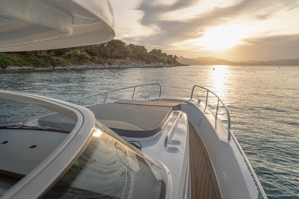 Deck of Ruddy, a Nimbus Tender T11 motorboat at Pirovac, Croatia
